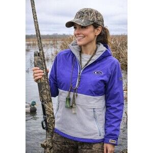 Lady Drake MST Mid Season 1/2 Zip Softshell Fleece Jacket Purple Gray Women’s. M